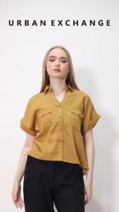 Urban Exchange Chika Golden Brown Shirt - Atasan Kemeja Golden Brown Lengan Pendek