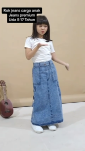 Rok Panjang Anak Perempuan Jeans Berkualitas Usia 6-12 Tahun