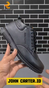 John Carter Dominic Sepatu Ankle Boots Casual Formal Pria Hitam