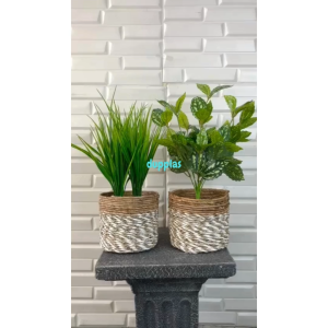 Tanaman Artificial Kucai X4 & Tanaman Artificial Watermelon Cover Seagrass Coklat Mini Pajangan Meja Kantor Aesthetic