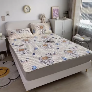 ❄️5/6 ฟุต เสื่อยางพารา เสื่อผ้าไหมน้ำแข็งฤดูร้อน หอพักนักเรียนแบบซักเครื่องและพับได้ กันฝุ่น ฟูก