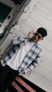 Kemeja Flannel Cotton OXCON Khakis Light Blue Jeans