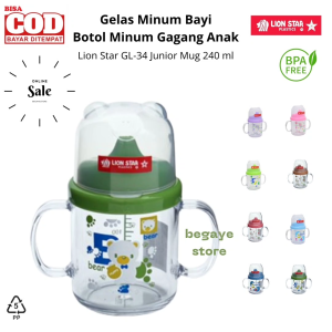 Botol Minum Balita Gelas Minum Anak Bayi Training Lion Star GL-34 Junior Mug 240 ml Botol Minum Anak Junior Mug Cangkir