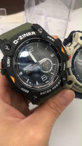 D-ZINER นาฬิกาผู้ชาย แบรนด์แท้ กันน้ำ 2ระบบ ดิจิตอล & อนาล็อค สาย ยางเรซิน ขนาด 50 มม แถมกล่องฟรี