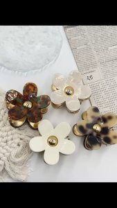 F4 Jepit Rambut Selulosa Asetat Logam Model Bunga New Flower Acetate Trendy Hair Claw Clip HSA007