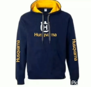 Jaket Hoodie Jumper Husqvarna Bahan Kain Fleece Warna Navy