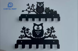 Giá treo móc khoá treo tường Cú Mèo dễ thương-Móc chìa khoá treo tường thiết kế độc đáokim loại 7 móc