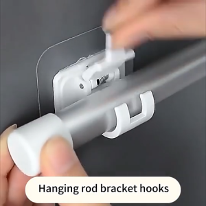 Fixed Clip Household 1Pcs Curtain Rod Bracket Adjustable Holder Clamp Punch-free Rod Bracket Adhesive Wall Curtain Hook Clip Stand