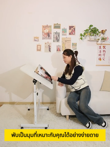 XUXU โต๊ะอ่านหนังสือ ไม้ พร้อมที่วางหนังสือ เดสก์ท็อปสามารถพลิกกลับได้ โต๊ะพับ พลิก90° โต๊ะพับได้ โต๊ะวางโน๊ตบุ๊ค โต๊ะวาดรูป ห้องเรียน