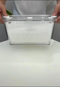 【COD】 Fresh Keeping Storage Box Kitchen Fridge Organiser Food Vege Fruit Drain Basket Crisper Container