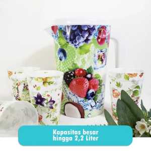 Teko Set Gelas Plastik Tempat Air Minum 2.2 L Teko Ceret Eskan Esgan Air Teapot Water Jug Pitcher
