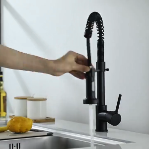 SUS304 Kran Angsa Tarik Keran Air Wastafel 2 Mode Kran Cuci Piring Fleksibel Panas Dan Dingin