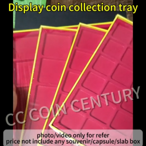 Tray Paparan Koleksi Syiling Display Coin Collection Tray Red Color -grid option : 12/16/25/36 grids