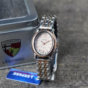 Jam Tangan Wanita Leopard 3426L Happy Diamond Tali Rantai Analog Original