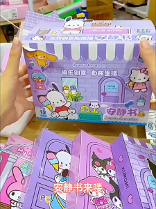 Buku Mainan Quiet Book Sanrio DIY Busy Book Edukasi Mainan Anak Tempelan Kartun - Tidak Perlu Memotong