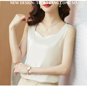 Áo hai dây cổ lục giác cao cấp mặc trong áo blazer chất lụa satin mịn mát - AO0038