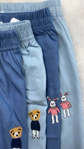 Kids 3-12Y Faux Denim Long Pants Seluar Jeans Panjang Jogger Soft Cooling Pants