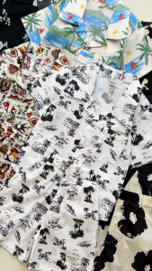 PEEWEE Setelan Kemeja Collar One Set Motif Full Print Lengan Pendek Anak Laki-laki Pattern D Kids Shirt 1-12 Tahun