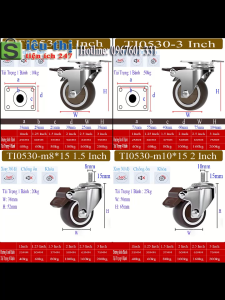 Bánh Xe Đẩy Mini 3 Inch TPR Chống Ồn Xoay 360 Độ Tiện Lợi Không Khóa - Made in Vietnam