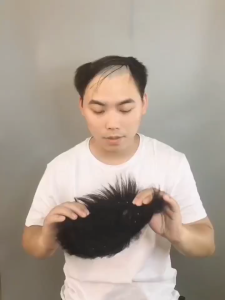 Mens wig patch real buhok maikling buhok guwapo buhok patch lalaki bald noo woven hairline invisible