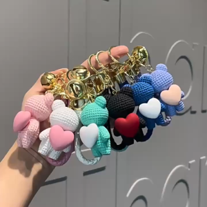 Cartoon Wool Bear Cute Personality Keyring Chain Bag Keychain Couple Decoration Small Pendant Accessories Birthday Gift