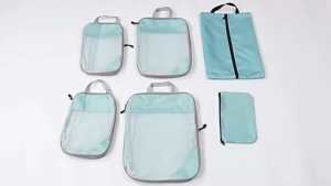 GMSHOP 4pcs Compression Packing Cubes Set Travel Nylon Waterproof Storage Bag Portable Luggage Suitcase Organizer Extensible Packing