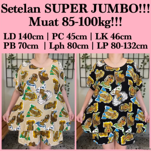 Laris998shop NEW ARRIVAL!!! SETELAN BALI BAJU TIDUR HOTPANTS SUPER JUMBO FIT TO 4XL MUAT 100KG!!!