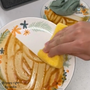 Miếng Bọt Biển Rửa Chén Bát Bột Gỗ Tự Nhiên 11x7x2 Cm Cọ Rửa Làm Sạch Chống Dính Dầu Soika SK-A04