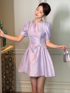 ZYHT EraVogue เดรสผู้หญิง เดรสสีดำ สีม่วง เดรสทรงเอ เดรสแขนพอง เดรสทำงาน เดรสไฮโซ เดรสวินเทจ เดรสออกงาน เดรสปาร์ตี้ ชุดราตรี 21316