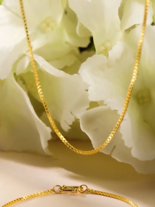 Gold for necklace 18K Saudi Gold Necklace Lock Bone Of Box Chain Necklace 45cm and 60cm