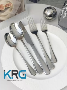 8" European Dinner Cutlery Spoon and Fork Set Makapal Stainless Steel Flatware Elegant Table Spoons Forks Set