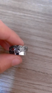 Cincin Pria Motif Bulu / Feather Men Ring Gaya Retro Hip Hop Model Terbuka