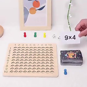 4.[SEDIA STOK ADA] Playkidzz mns 99 Pendaraban/Tambahan Board permainan Multiplication/AdditionBoard Game early learning educational Mathematic Number Montessori Board Wooden Board kids children students toys- 99乘法益智教学早教神器