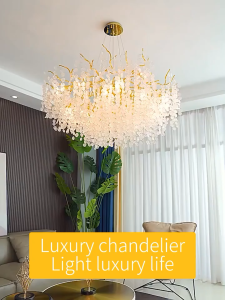 ห้องนั่งเล่นโคมไฟคริสตัลโคมไฟห้องนอนอเมริกันตกแต่งห้องรับประทานอาหารโคมระย้าเพดานสูง 22