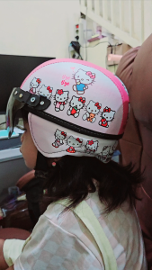 Helm Anak retro Polos Strip kaca riben Usia 1 sampai 4 Tahun