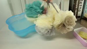 SPONS MANDI JARING / Spons Pembersih Badan 2 Sisi Warna / Spons Mandi Jaring / Shower Puff MAEVE