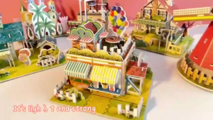 CODMALL Puzzle 3D DIY bahan foam & paper ICE CREAM HOUSE / VILLA mainan puzzle edukasi anak T023