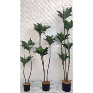 Pohon Artificial Tanaman Imitasi Agave Siklok Hijau Tua Latex Pot Dasar Dekorasi Rumah