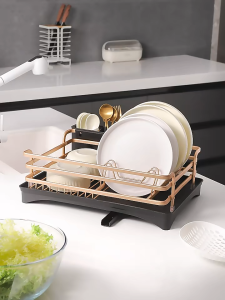 ชั้นคว่ำจานอลูมิเนียม ที่ใส่ช้อนส้อม ชั้นเก็บจานอะลูมินัมพร้อมช่องระบายน้ำ ที่คว่ำจานสำหรับวางซิงค์🍽️🍽️