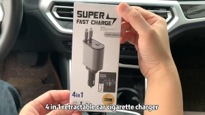 Car Charger 4IN1 Kabel USB Type C PD Fast Charging 100W TRIPLEDI Cable Lightning QC3.0 Retractable For IOS Android Huawei TD6201 Adjustable