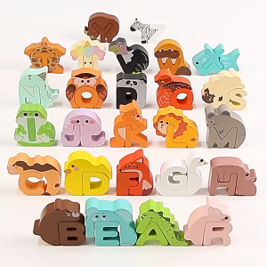 3D Wooden Animal Matching Pairing Learning Alpabet Letter Color Puzzle Fun & Learning Early Education Toy Set-T235