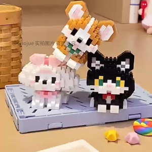Cartoon Small Animal kittens Cat and Dog Series Desktop Decoration Building Block Toys