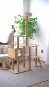 cat climbing frame solid wood  cat tree for big cat Formaldehyde free Tree Toy Scratch Plat Bed Triple Layer Square Fur Cat Tree Modern Colour Sisal Post Cat Toy Cat Tree