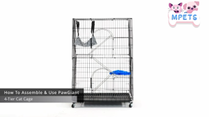 4-Tier Foldable Cat Cage Pet Cage With Wheels Large Platform Cat House Cat Villa for Many Cat Rabbit