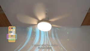 Jiditech D52cm-60W 2 IN 1 E27 Ceiling Fan With Light Remote 3 Color Control Ceiling Fan With Lamp 2 IN 1 LED Ceiling Fan With Remote For Livingroom 3 Color Temperature Controls Timing& 3 Speed Wind Ceiling Light With Fan