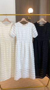 D11855 Haein Line Ruffle Midi Dress