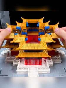 Chinese Architecture Nano Balok Mainan Corner Tower Building Block Bricks Mainan Blok Bangunan