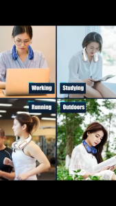 Portable Neck Fan USB Fan Bladeless Neck Fan Rechargeable Lazy Neck Hanging Dual Cooling Mini Fan /silent neck fan/Kipas leher