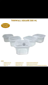 Thinwall Squere 500 Ml Food Container Thinwall (Isi 25 Pcs-S.Q500)