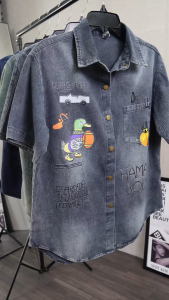 Set bộ jeans in vit kèm quân đùi siêu hot. nút khuy bấm thời trang cho nữ.Chất jeans mềm mại -MS-157